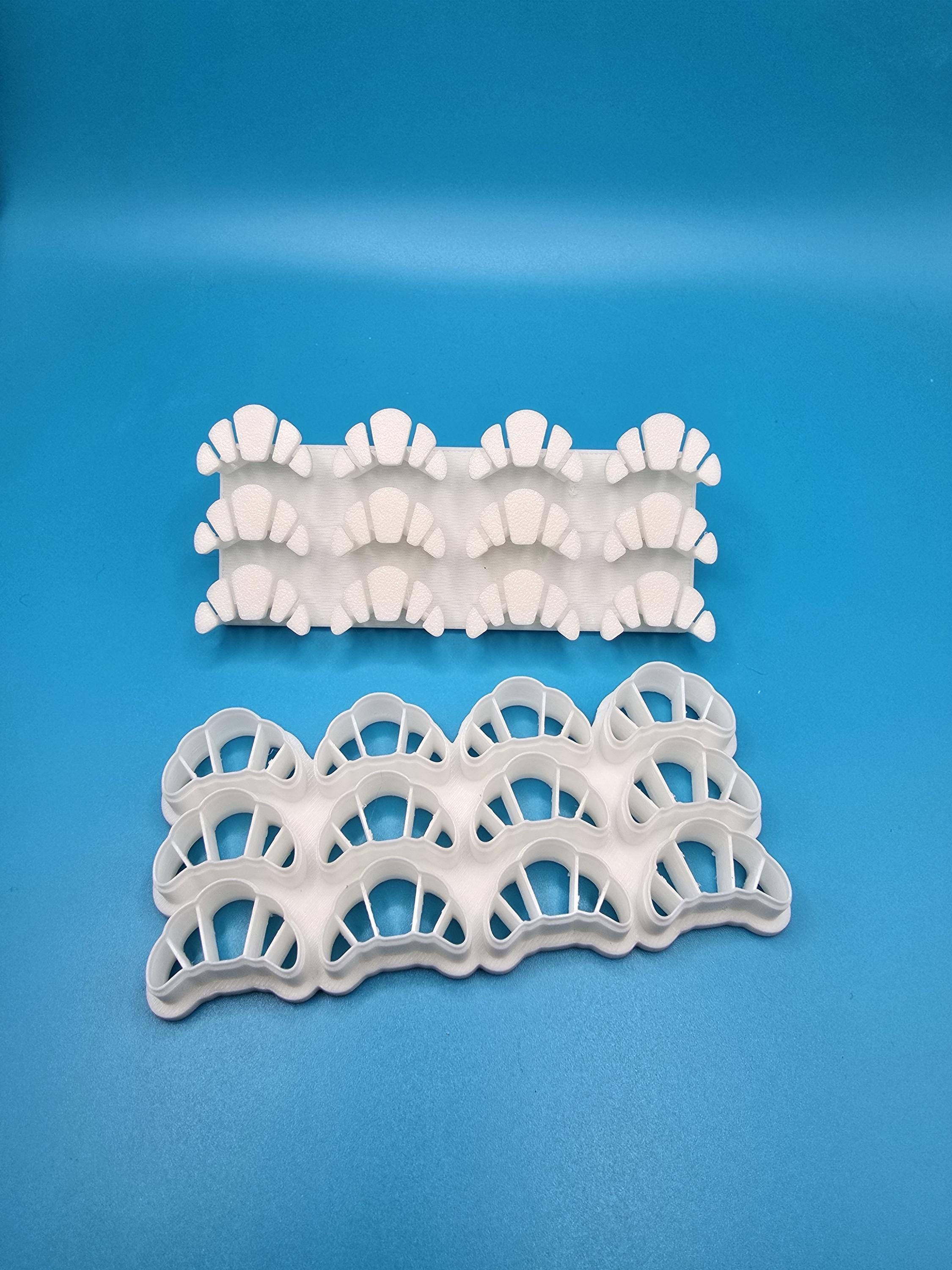 3D Printed Croissant, Flaky Layer Cookie Cutter | Food-Safe PLA | 4x2, 1 Inch Cookies, Push Release Tool