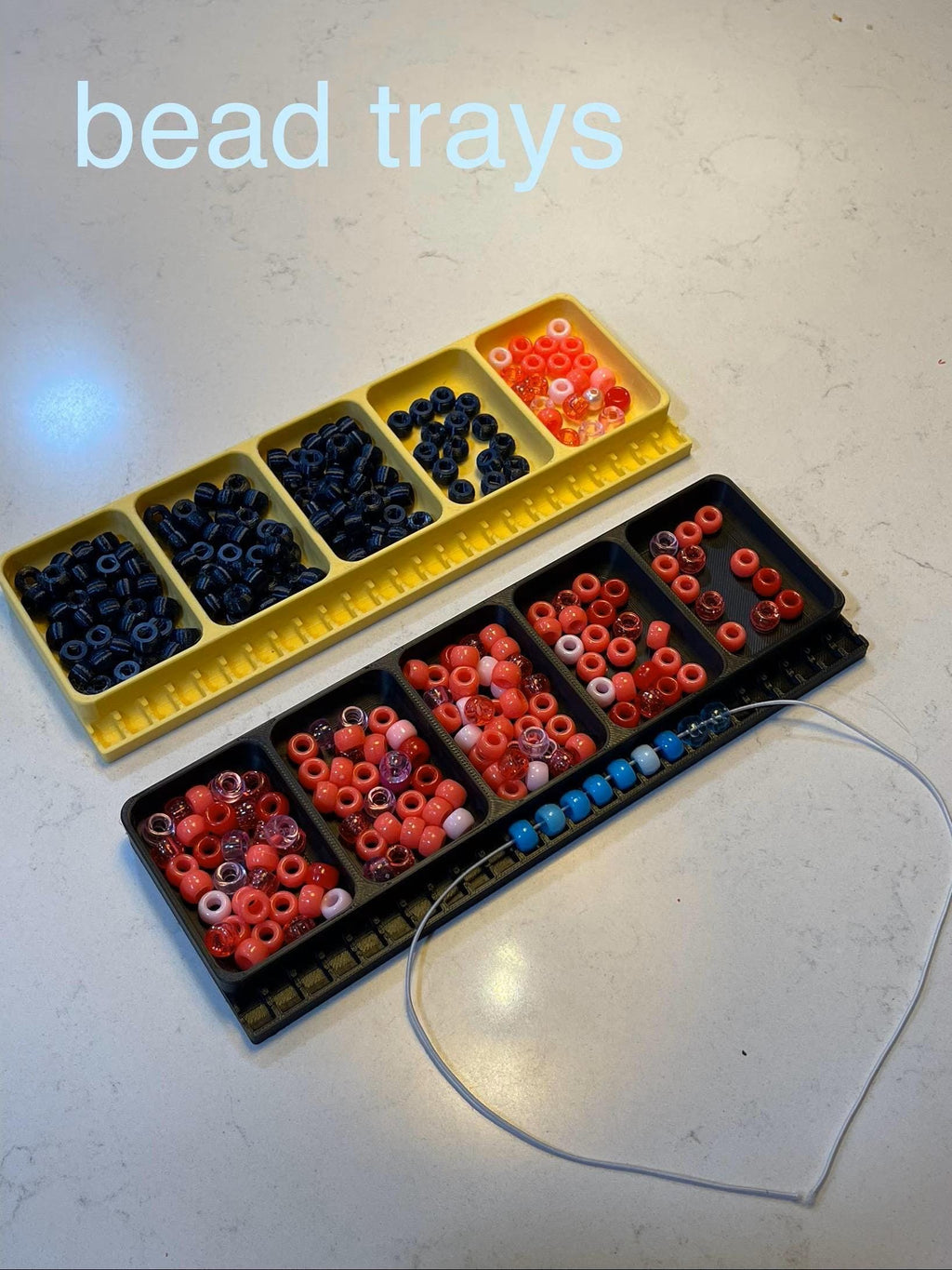 Pony Bead Bracelet Building Tool, Holds 28 Pieces - Five Extra Trays, Fits 6x9mm, Multiple Colors