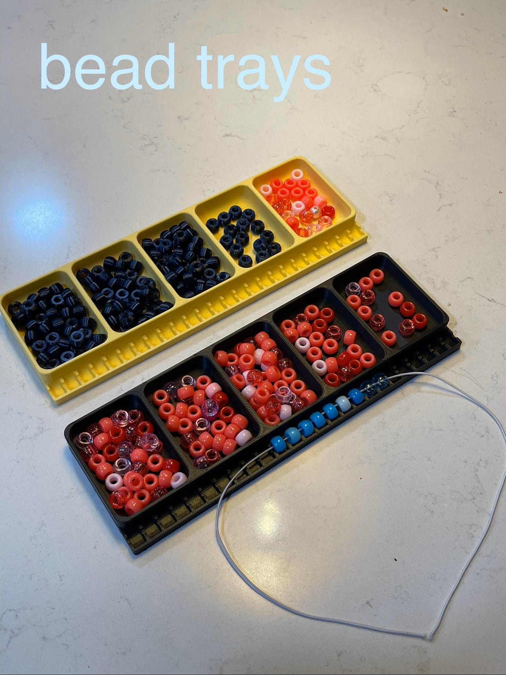 Pony Bead Bracelet Building Tool, Holds 28 Pieces - Five Extra Trays, Fits 6x9mm, Multiple Colors