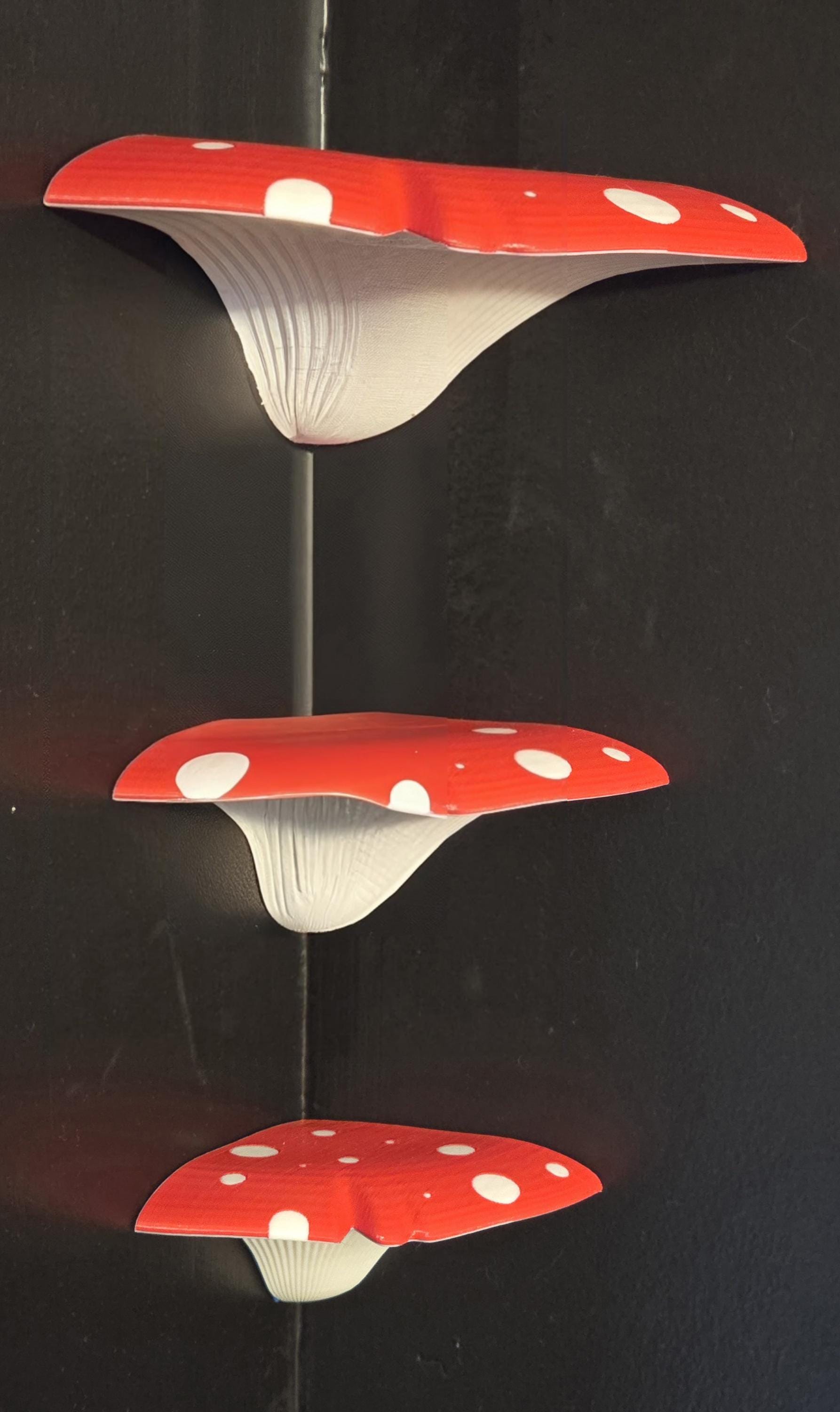Shelves - 3D Printed, Mushroom Corner Shelf | PLA Wall Decor | Small, Medium, Large Sizes, Custom Options