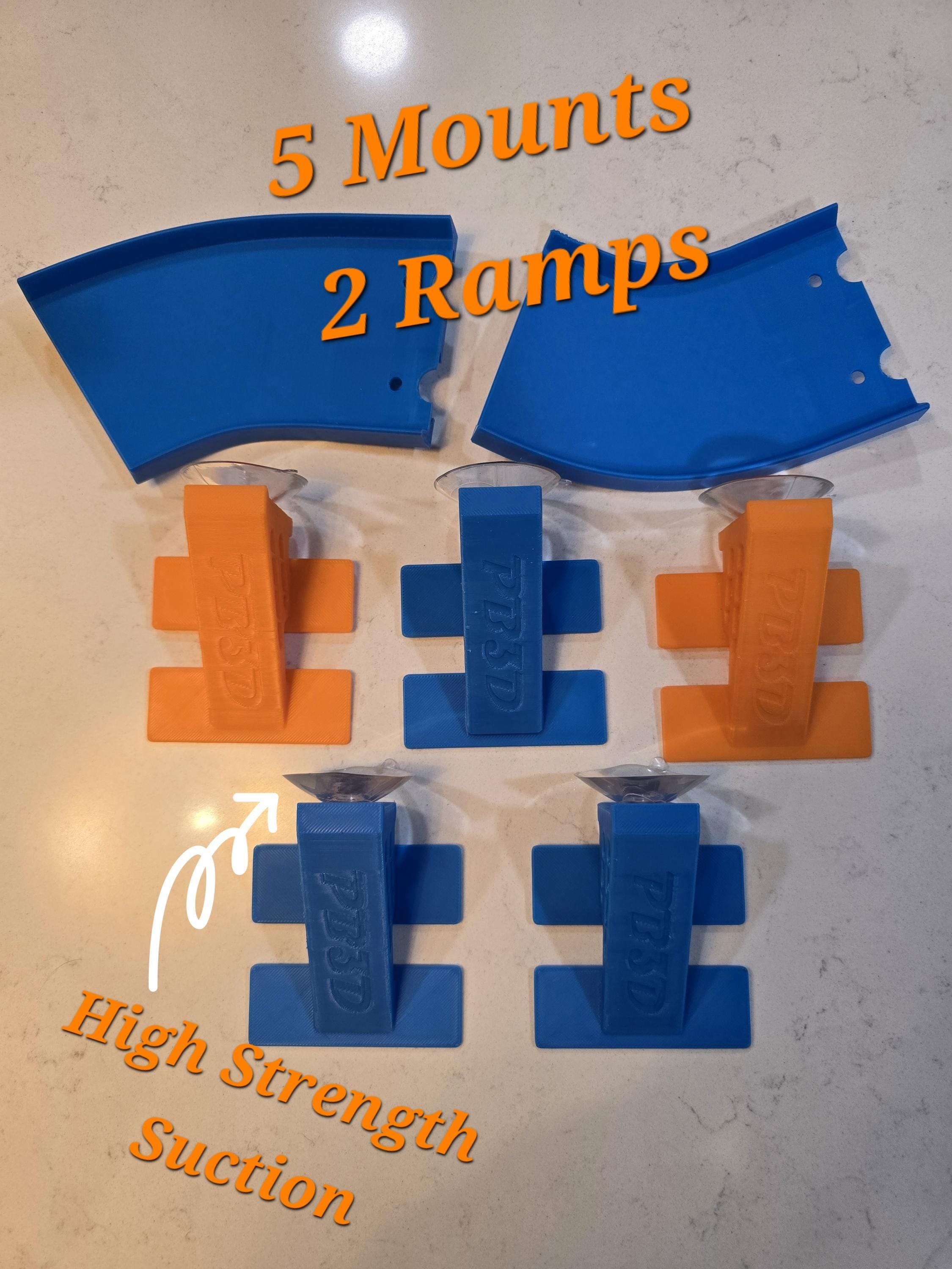 Suction Cup Track, Reconfigurable Monster Truck Ramp Kit | PLA Plastic And Silicone | 1:64 Scale