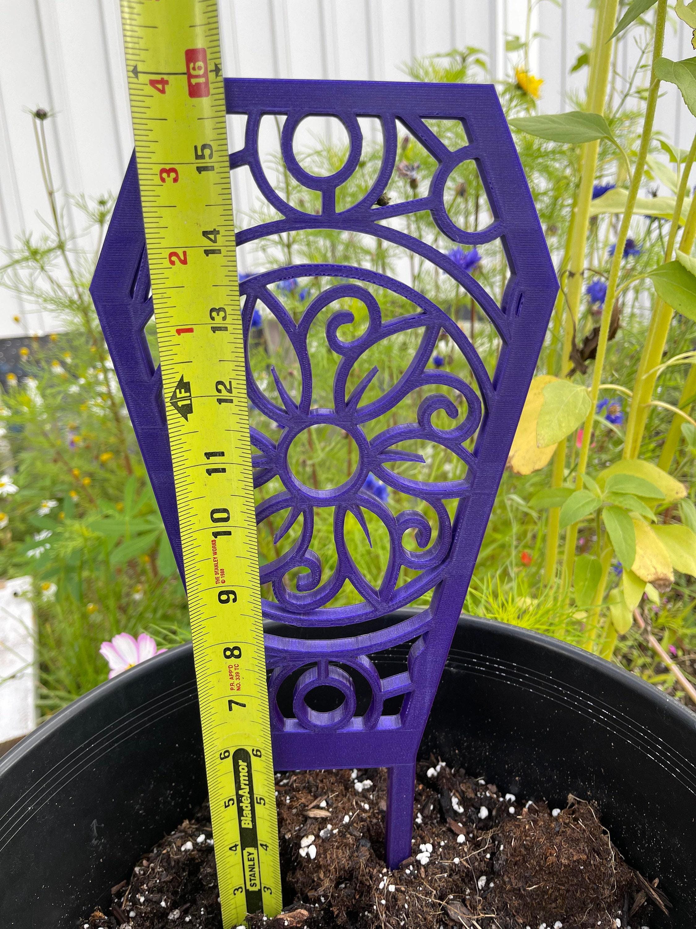 Coffin Plant Trellis, Flower Pattern Support - Indoor Vine Trainer, Rounded Stakes, Scaled Options, 16 x 6 1/2In