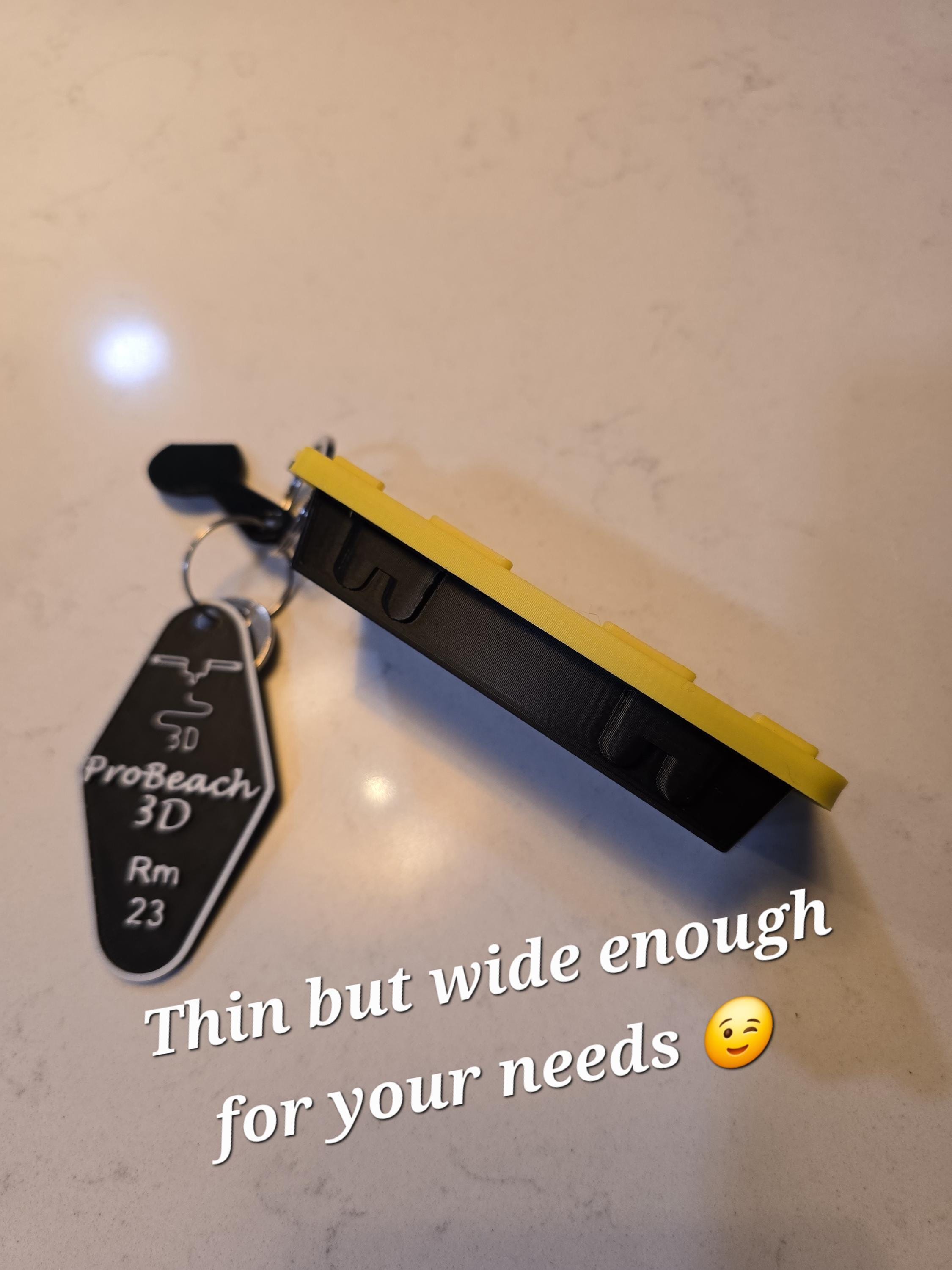 Mini Stash Tote, Thin Compact Keychain Pouch | 3D Printed Plastic, Black Body Yellow Lid, Pocket-Friendly