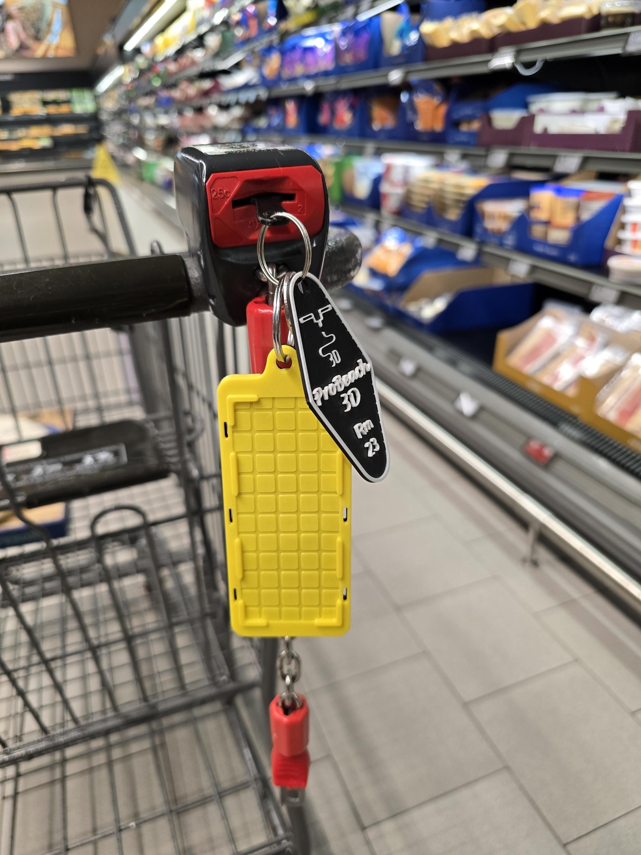 Mini Stash Tote, Thin Compact Keychain Pouch | 3D Printed Plastic, Black Body Yellow Lid, Pocket-Friendly