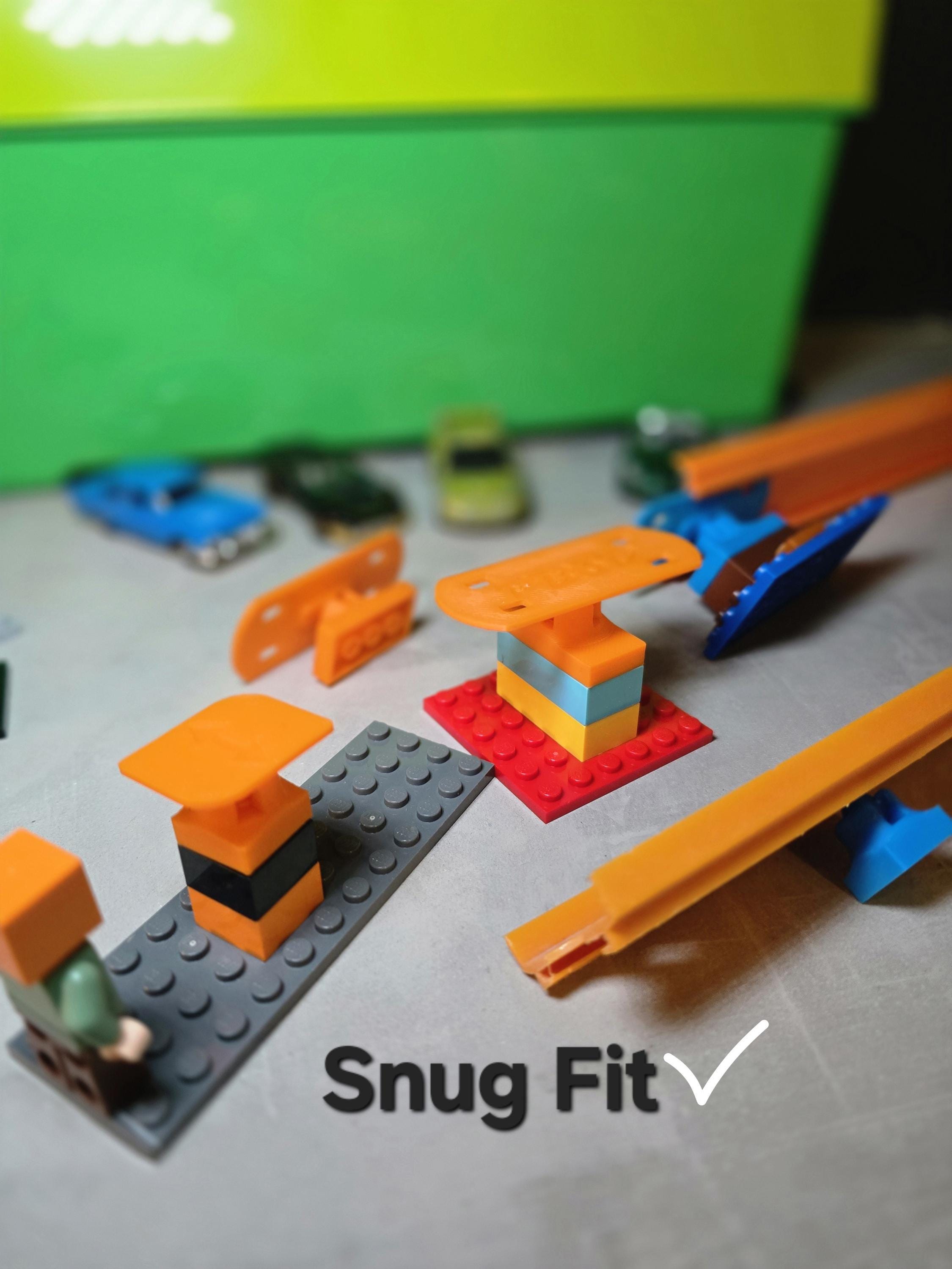 Adjustable Racetrack, 3D Printed Brick Adapters | PLA Connectors | Universal Fit, Color Options, Triple-Decker