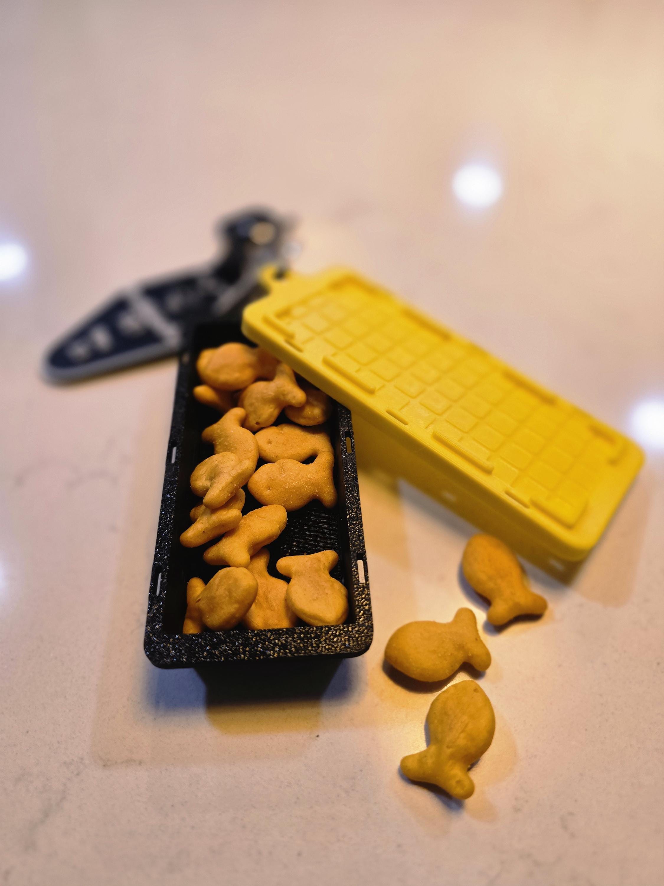 Mini Stash Tote, Thin Compact Keychain Pouch | 3D Printed Plastic, Black Body Yellow Lid, Pocket-Friendly