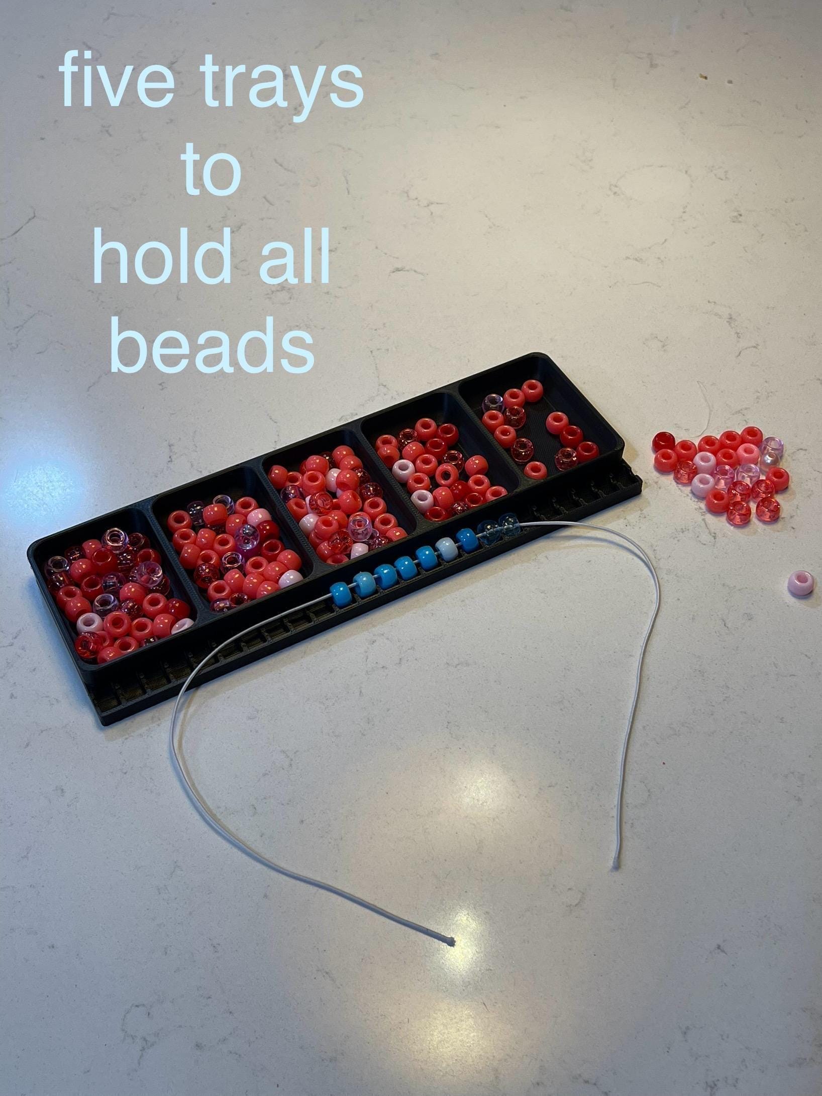 Pony Bead Bracelet Building Tool, Holds 28 Pieces - Five Extra Trays, Fits 6x9mm, Multiple Colors