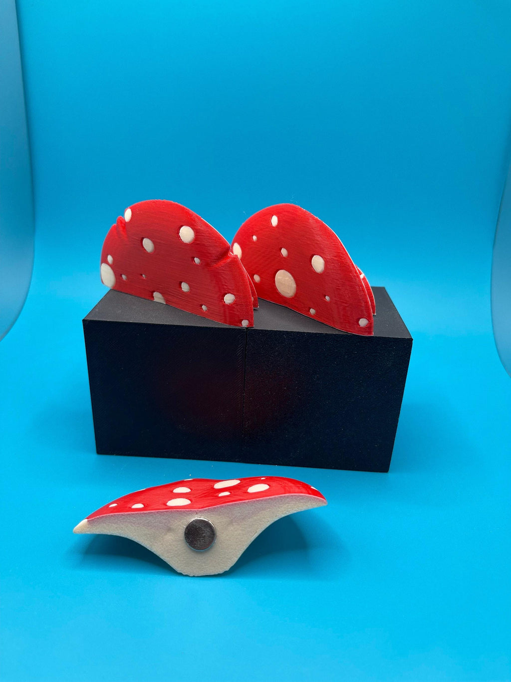 Mini Magnet Mushroom, Whimsical Shelf Decor | Handcrafted Resin Magnets, 3-Inch Wide, Pack Of Three