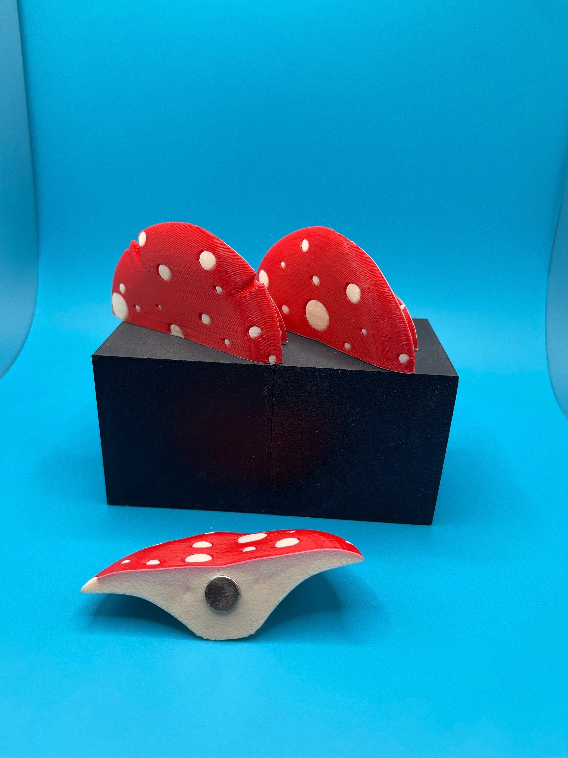 Mini Magnet Mushroom, Whimsical Shelf Decor | Handcrafted Resin Magnets, 3-Inch Wide, Pack Of Three