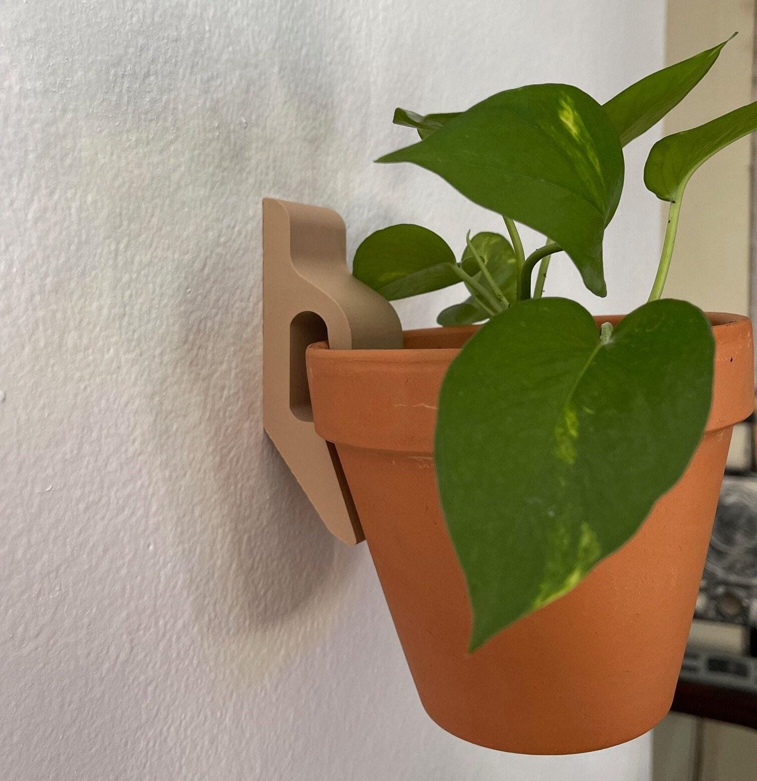 Terracotta Pot Wall, Hanging Plant Holder | Ceramic Mounting Bracket | Fits 4in And 6in Planters, Hidden Key Mount