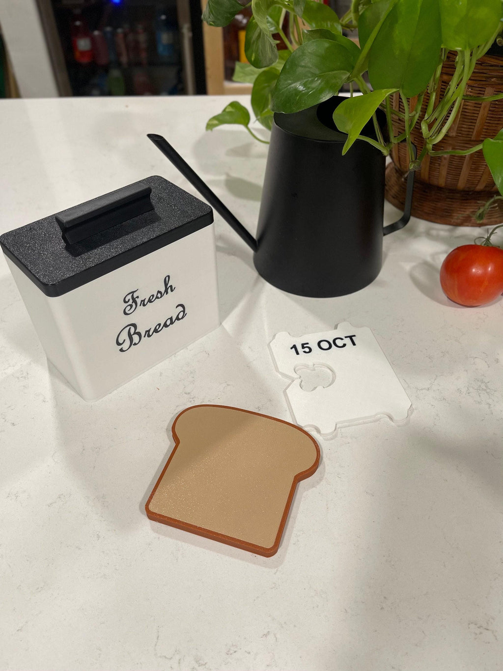 Cute Coaster Set, Sliced Bread Design - Loaf Storage Box, Customizable Tie, Container 5.5x5.5x3, Pieces 4x4.5