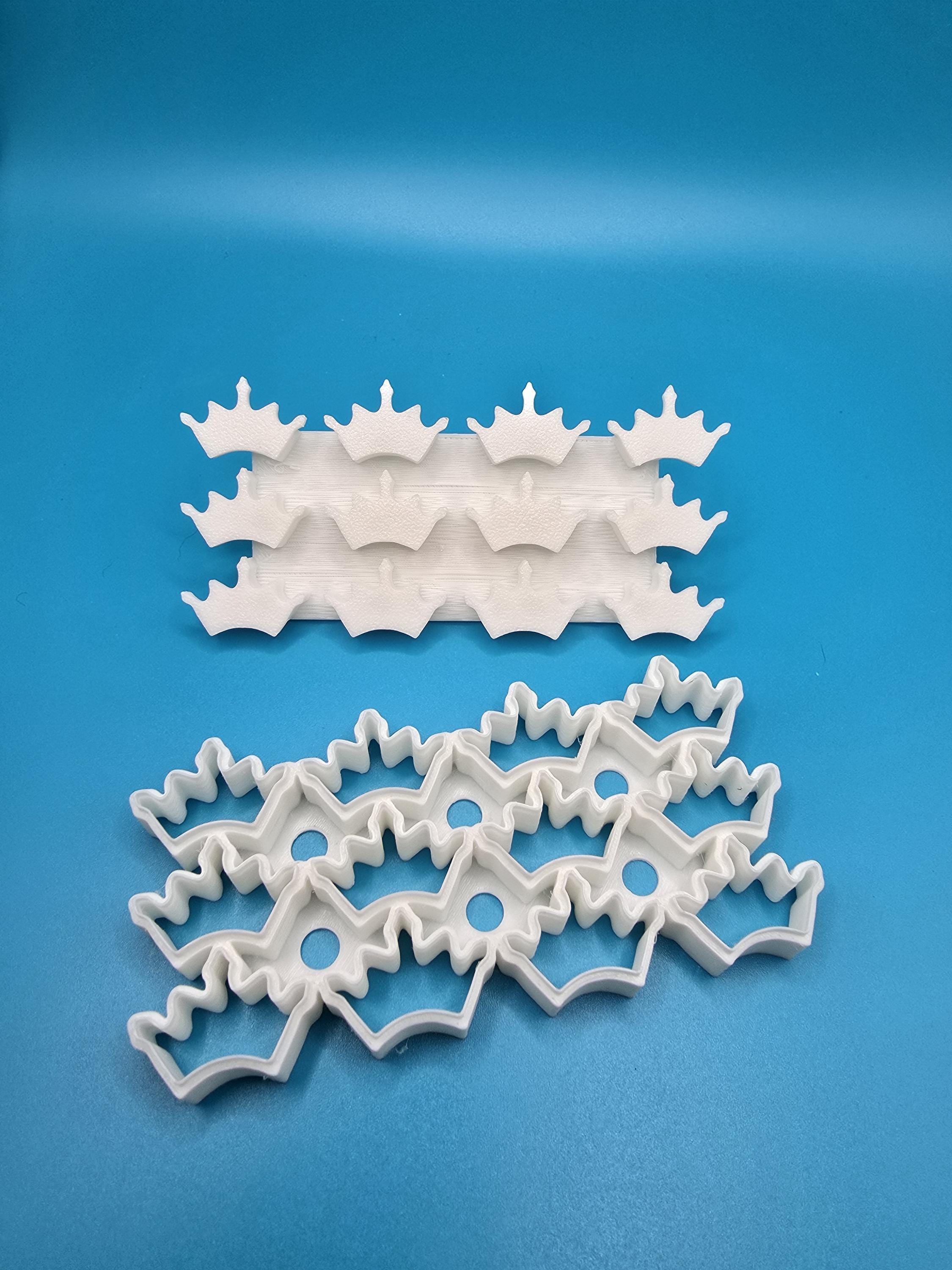 Crown Shaped Cookie, Tiny Cutter Set | Push Tool Design, Polymer Clay And Dough, 12 Pieces, 1-Inch