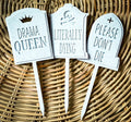 Funny Plant Stake, Set Of 3, Garden Pun Signs - 2X6In, Indoor Planter Markers, Memorial Tombstone Style