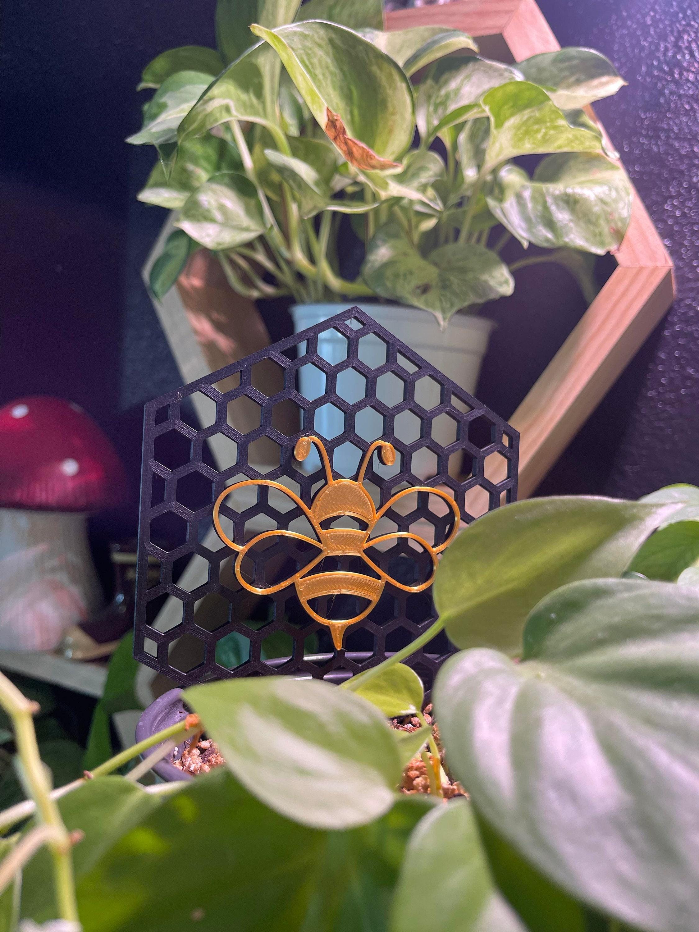 Honeycomb Trellis, Multicolor Bee Plant Support, Fits 6in Pots - Rounded Stake Design