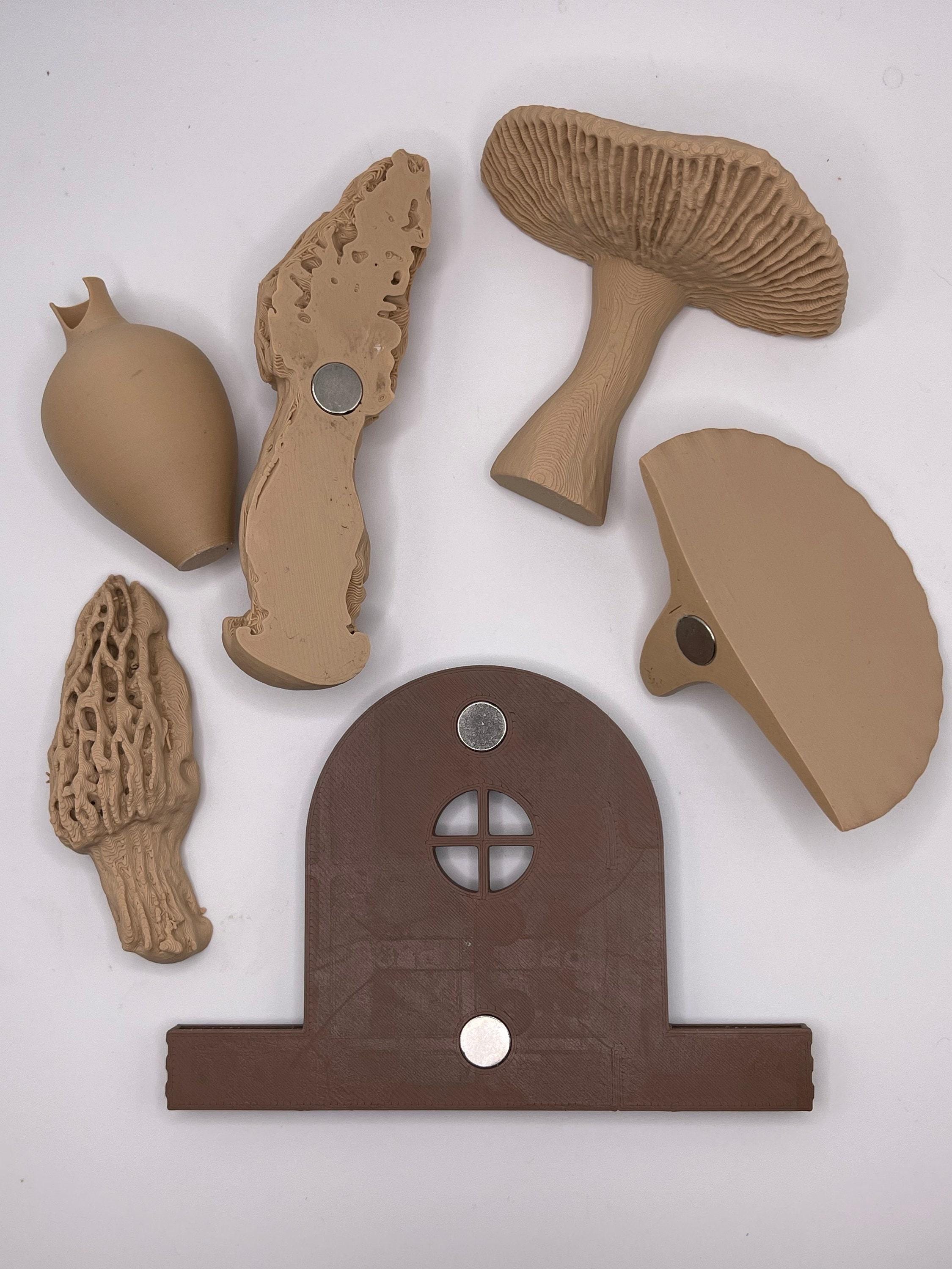 Mushroom, Whimsical Magnet Set | Assorted Colors Mini Planter Vase, Fairy Door, 3-Inch Wide, Woodland Decor
