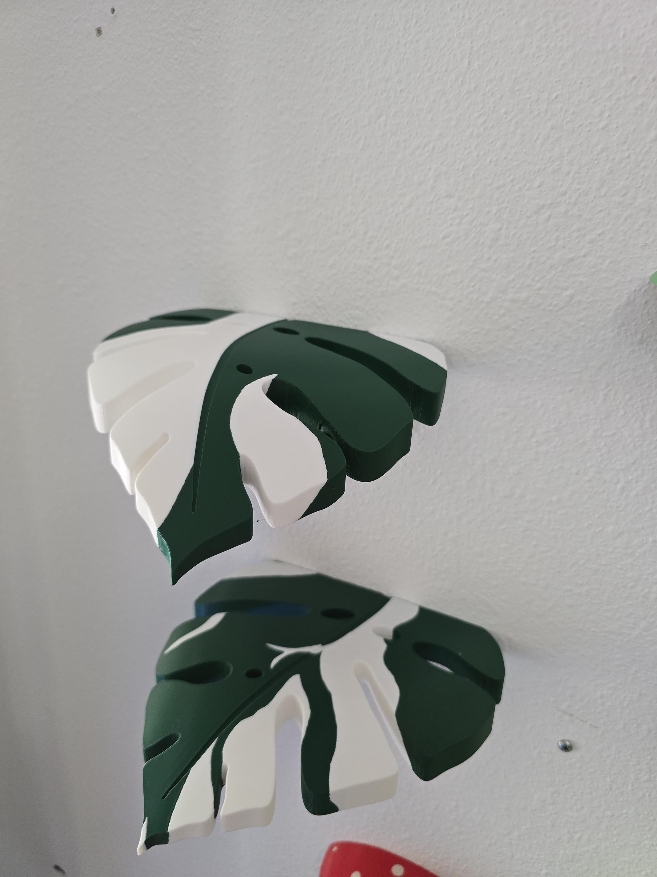 Monstera Leaf Wall, Handcrafted Shelves | Cleat Mount | Set Of 3, 8x7x1In, Holds 5Lb, Plant Display, Home Decor