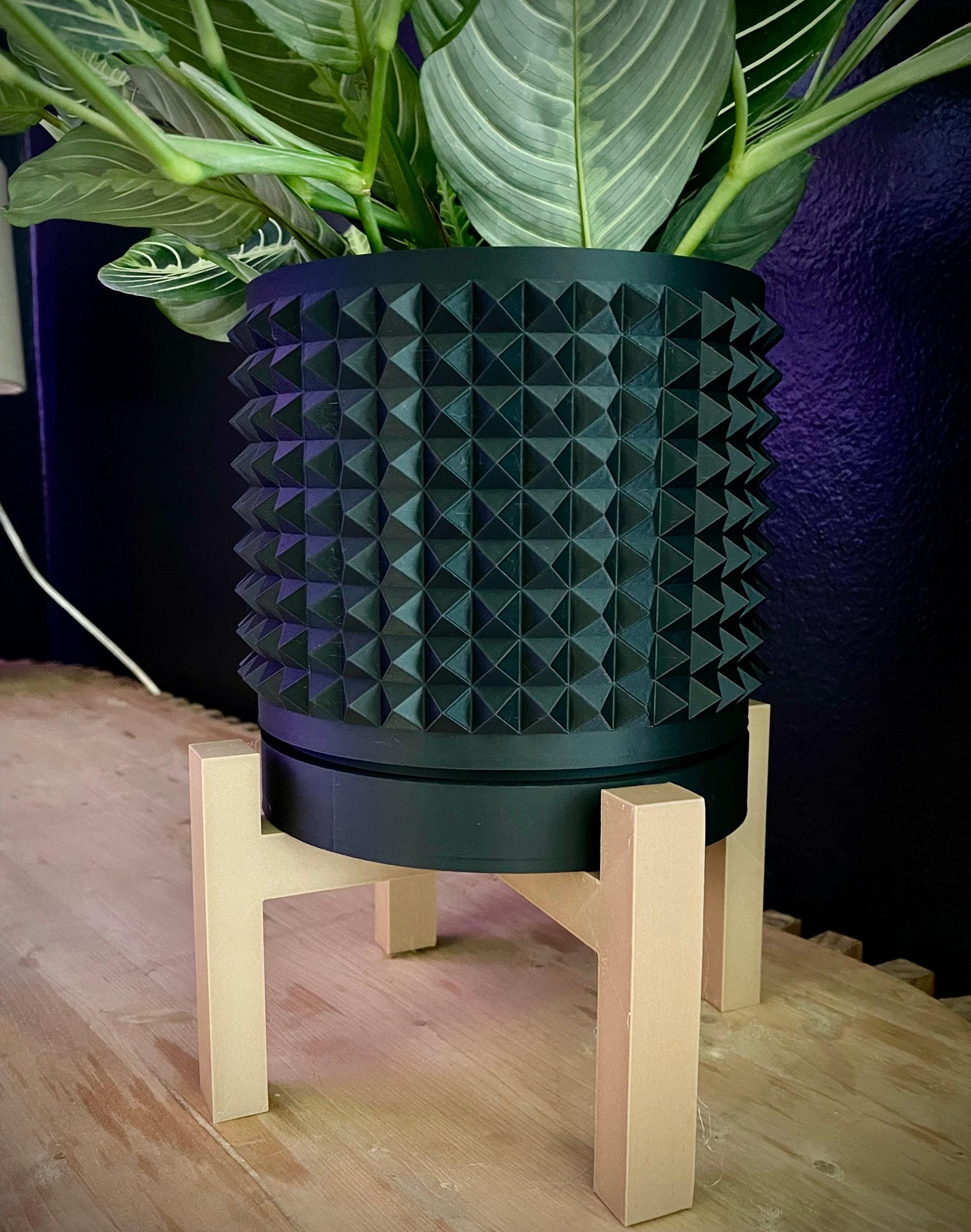The Anver Planter, Studded Pot Set, Drain Tray Included - Sturdy Stand, Indoor Plant Display (3–8" Openings, Sizes)