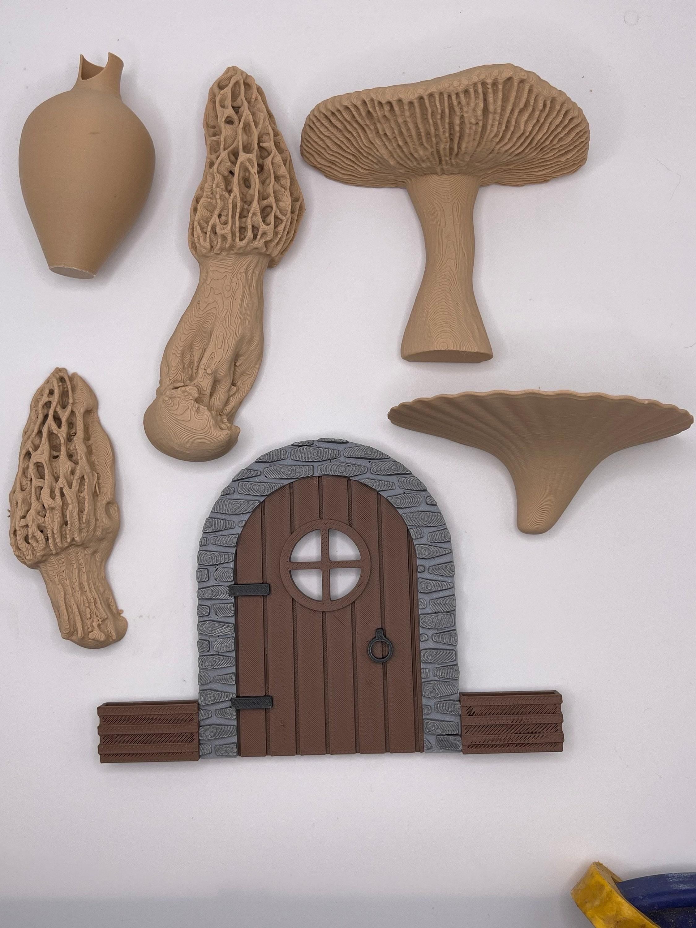 Mushroom, Whimsical Magnet Set | Assorted Colors Mini Planter Vase, Fairy Door, 3-Inch Wide, Woodland Decor