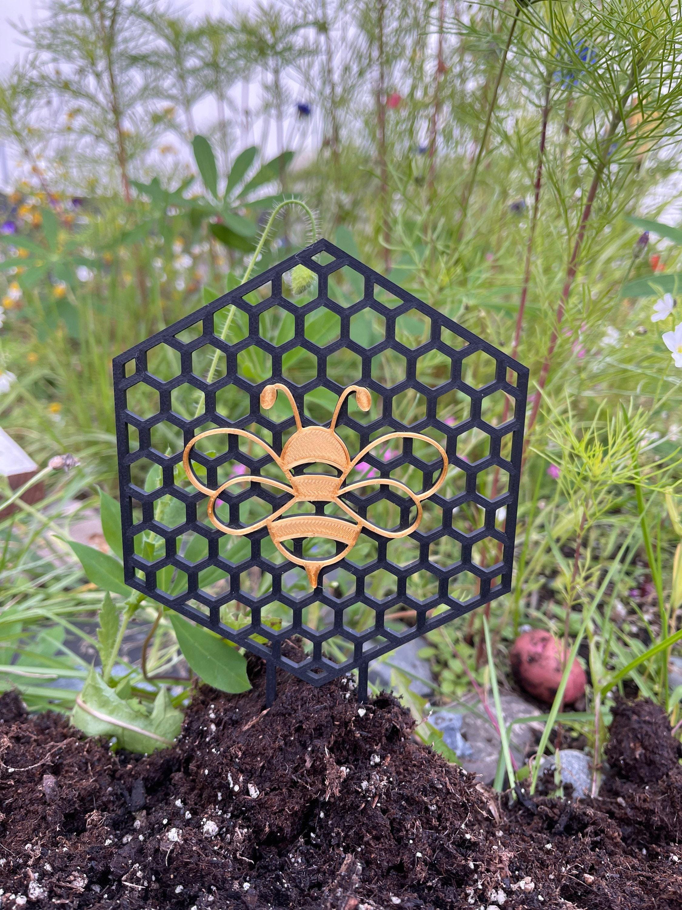 Honeycomb Trellis, Multicolor Bee Plant Support, Fits 6in Pots - Rounded Stake Design