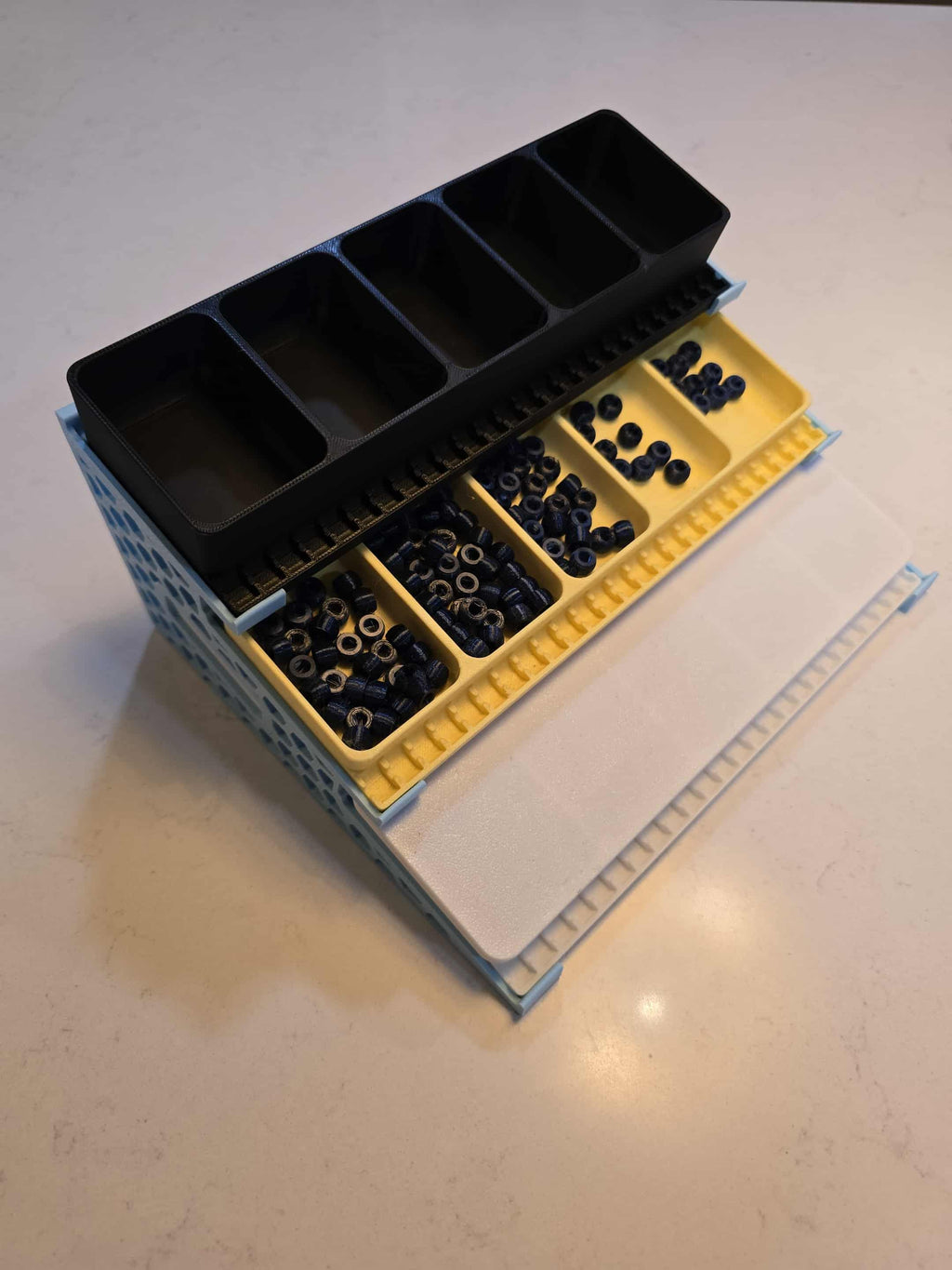 Bracelet Tray Holder, Sleek Angled Organizer Stand, Honeycomb Side Panels | PLA 3D Print | Holds 3 Standard Inserts