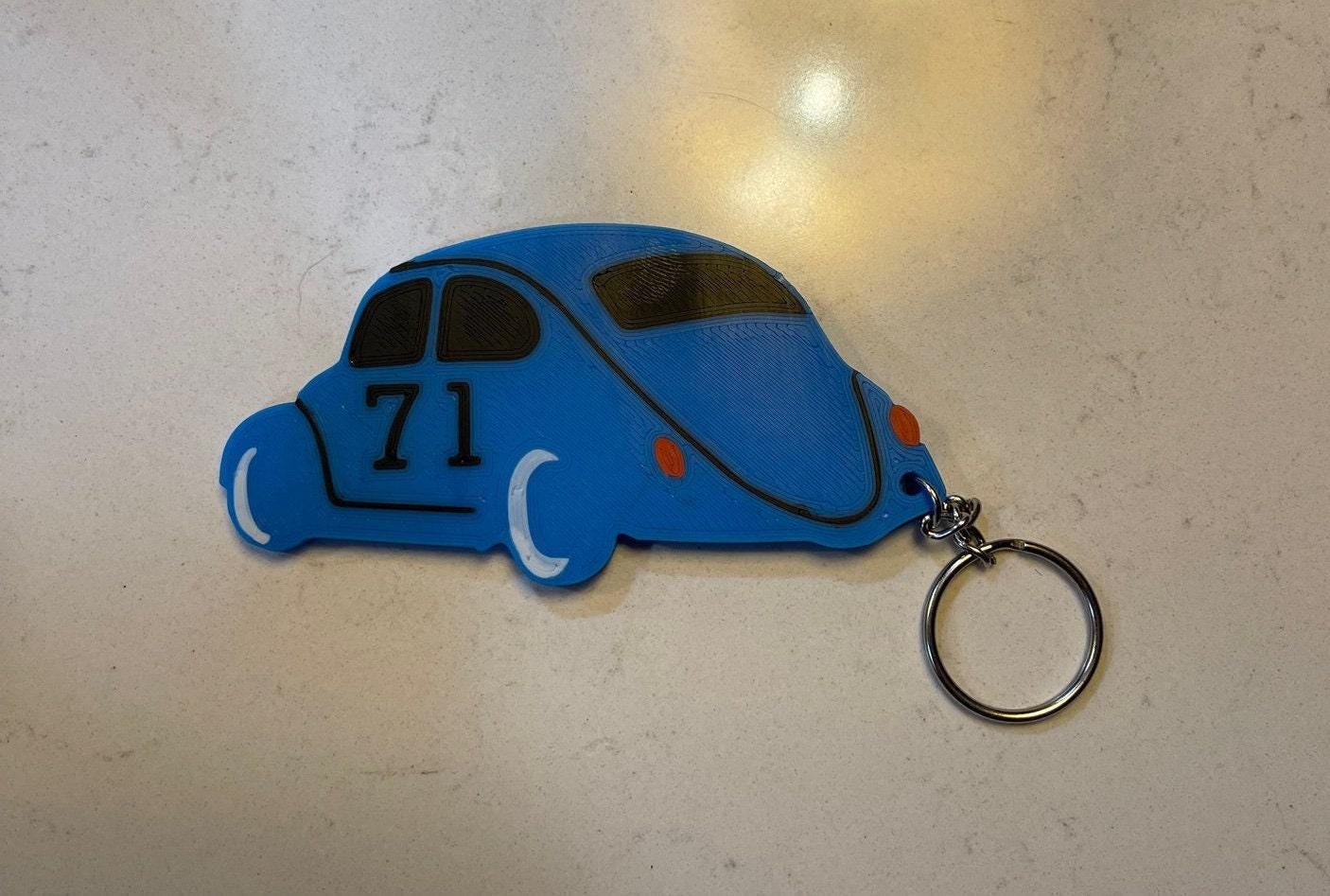 Vw Beetle Key, Retro Personalized Tag - Acrylic Custom Year & Color, Compact Lightweight, Garage Friendly