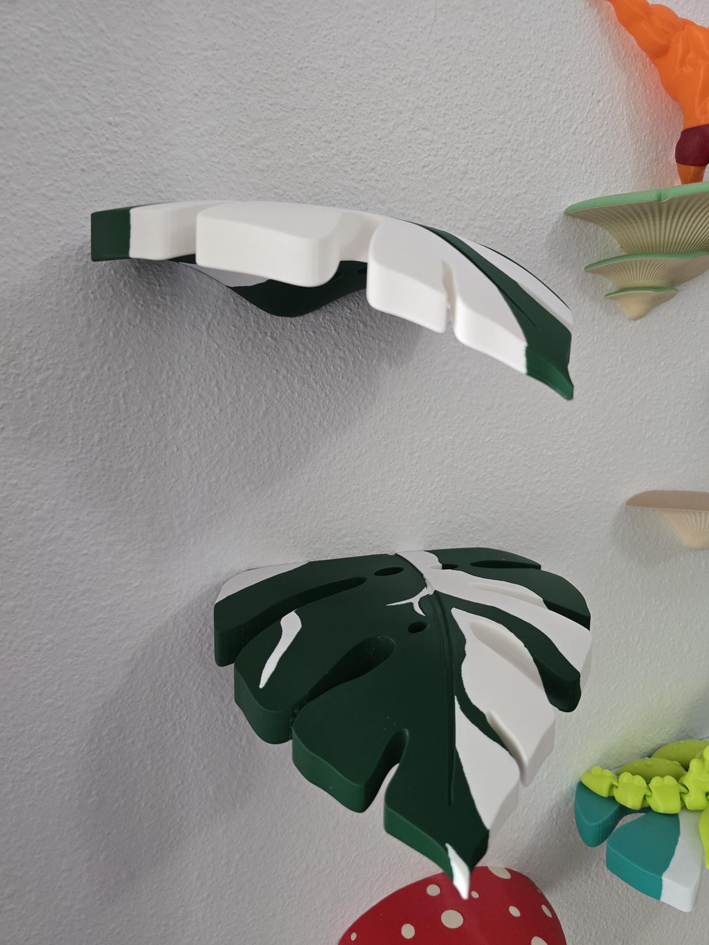 Monstera Leaf Wall, Handcrafted Shelves | Cleat Mount | Set Of 3, 8x7x1In, Holds 5Lb, Plant Display, Home Decor