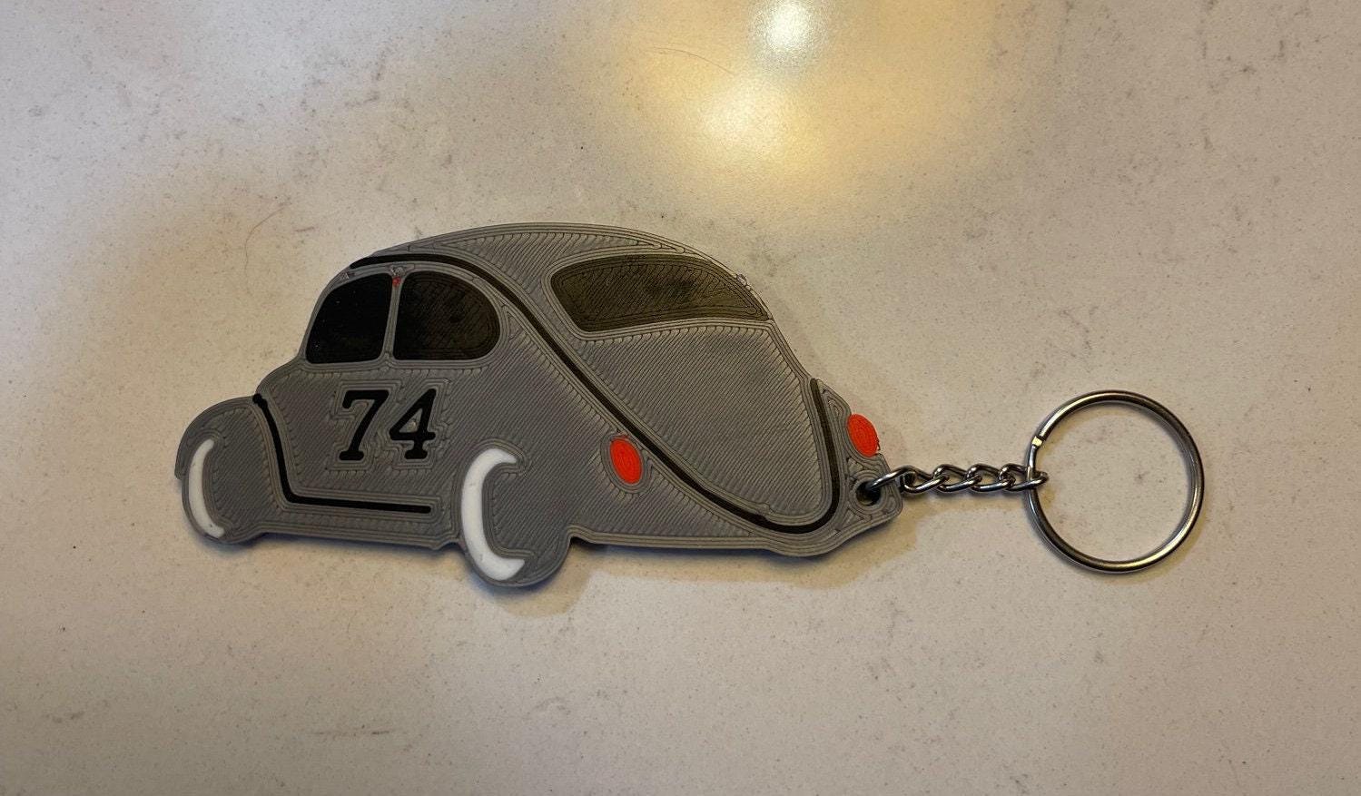 Vw Beetle Key, Retro Personalized Tag - Acrylic Custom Year & Color, Compact Lightweight, Garage Friendly