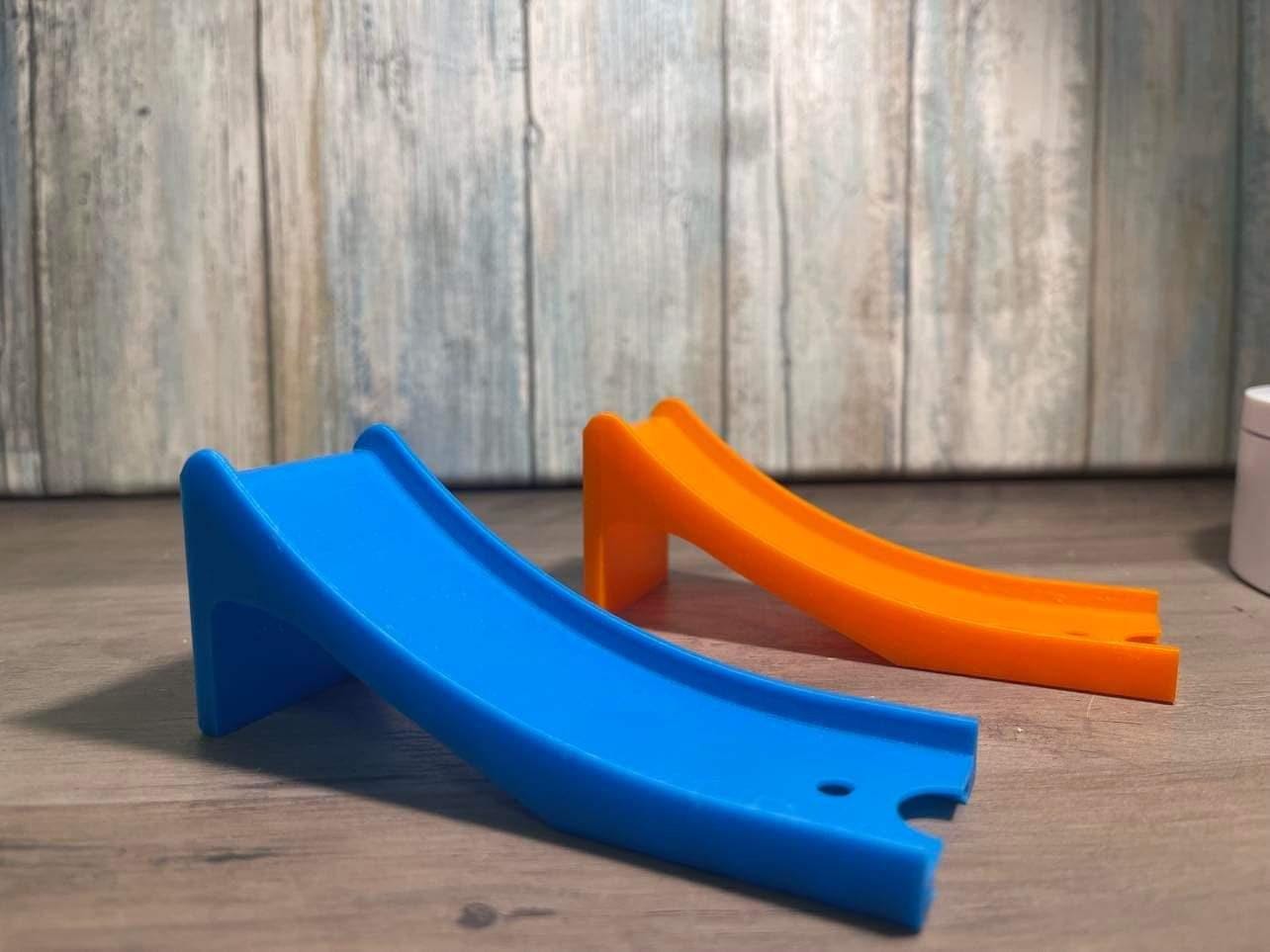 Racetrack Ramp And Landing, Toy Car Course Accessory | For Orange Blue Tracks, 1.6in X 4.5in, Multicolor