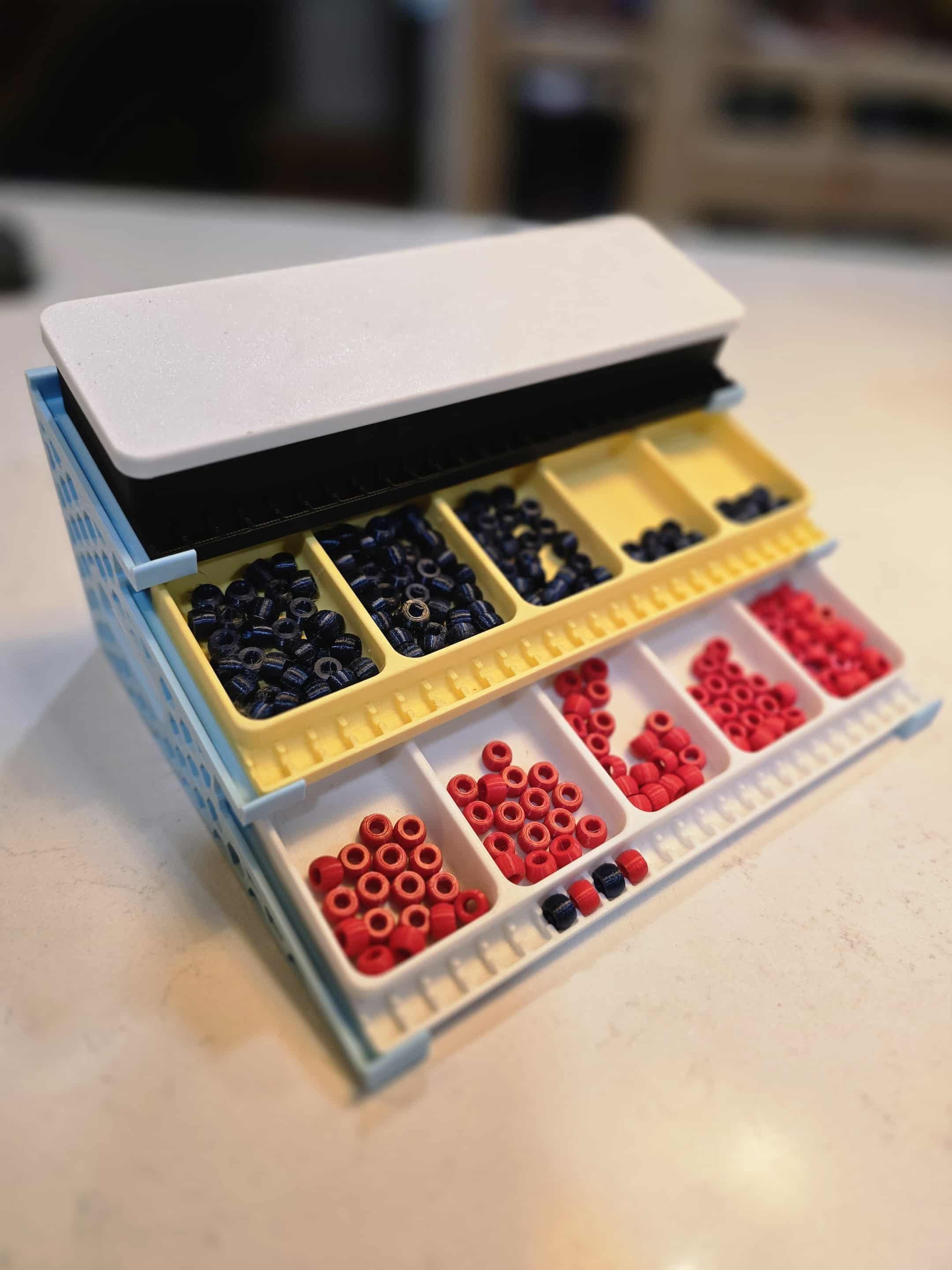 Pony Bead Bracelet Building Tool, Holds 28 Pieces - Five Extra Trays, Fits 6x9mm, Multiple Colors