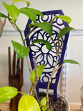 Coffin Plant Trellis, Flower Pattern Support - Indoor Vine Trainer, Rounded Stakes, Scaled Options, 16 x 6 1/2In