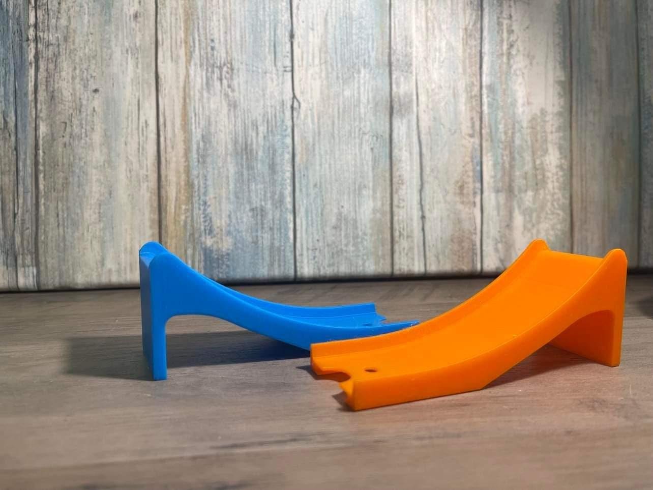 Racetrack Ramp And Landing, Toy Car Course Accessory | For Orange Blue Tracks, 1.6in X 4.5in, Multicolor