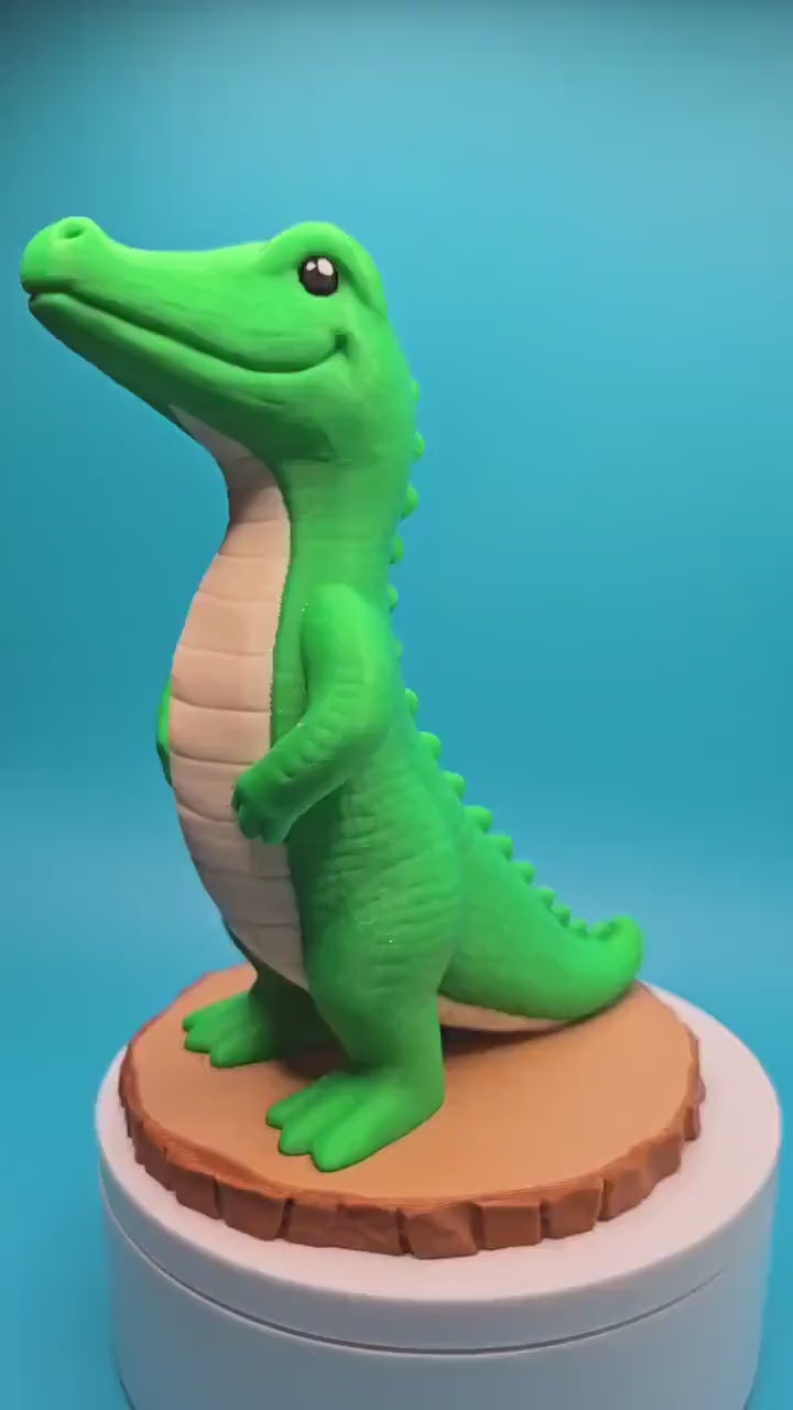 Mini Porch Alligator, Farmhouse Desk Statue | 3D Printed Resin | 6 Inch Tall, Giftable Accent